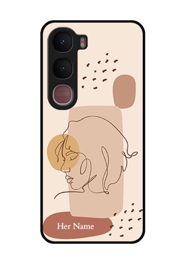 Vivo Y31 5G Custom Glass Phone Case - Calm Woman Line Art Design
