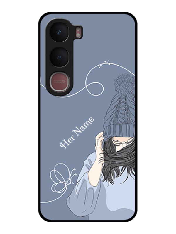 Custom Vivo Y31 5G Custom Glass Phone Case - Girl In Winter Outfit Design