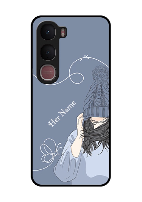Vivo Y31 5G Custom Glass Phone Case - Girl In Winter Outfit Design