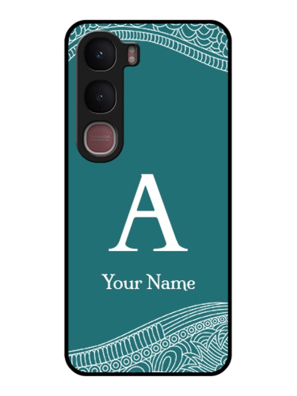 Custom Vivo Y31 5G Custom Glass Phone Case - Line Art Pattern With Custom Name Design
