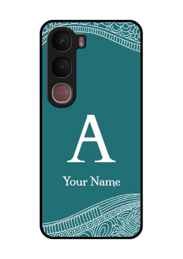 Vivo Y31 5G Custom Glass Phone Case - Line Art Pattern With Custom Name Design