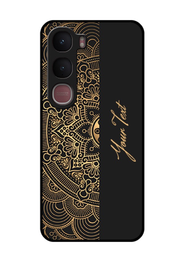Vivo Y31 5G Custom Glass Phone Case - Mandala Art With Custom Text Design