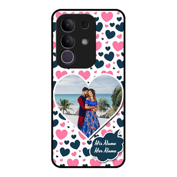 Vivo Y31 Pro 5G Custom Glass Phone Case - Pink & Blue Heart Design
