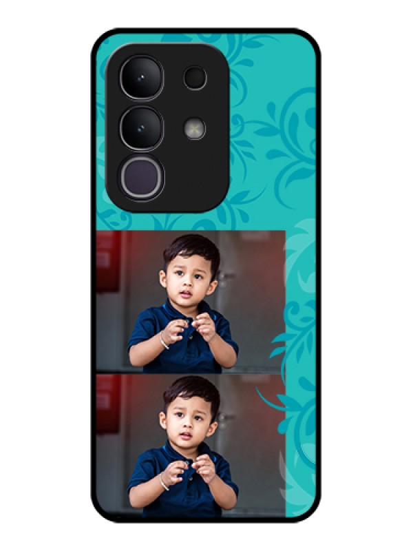 Custom Vivo Y31 Pro 5G Custom Glass Phone Case - With Photo And Green Floral Design