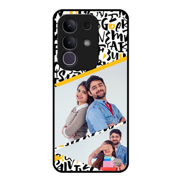 Vivo Y31 Pro 5G Custom Glass Phone Case - Letters Pattern Design