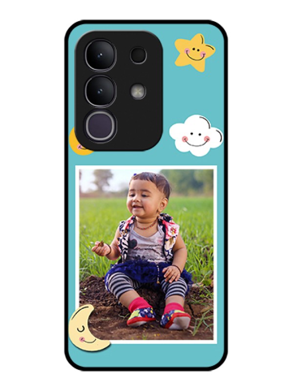Custom Vivo Y31 Pro 5G Custom Glass Phone Case - Smiley Kids Stars Design