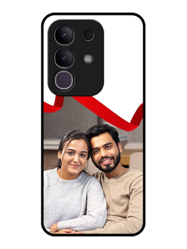 Custom Vivo Y31 Pro 5G Custom Glass Phone Case - Red Ribbon Frame Design