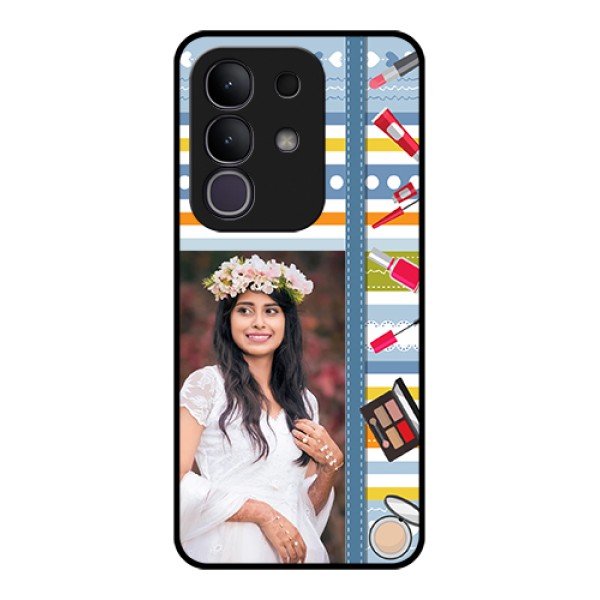 Vivo Y31 Pro 5G Custom Glass Phone Case - Makeup Icons Design