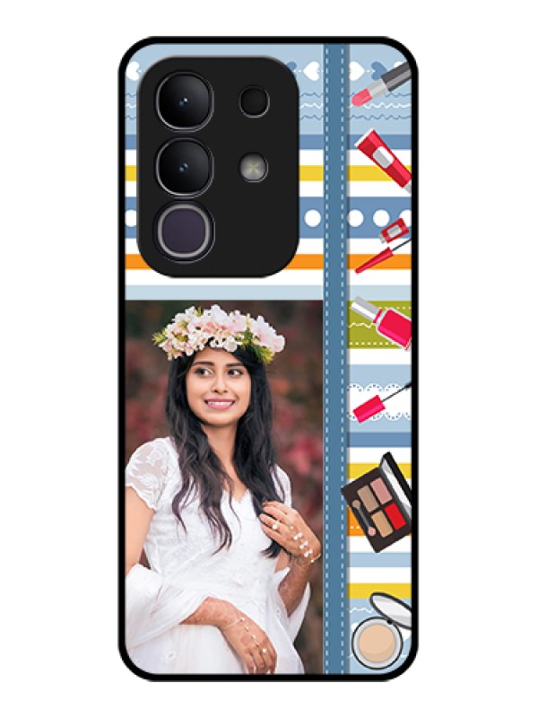 Custom Vivo Y31 Pro 5G Custom Glass Phone Case - Makeup Icons Design