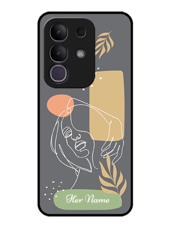 Custom Vivo Y31 Pro 5G Custom Glass Phone Case - Gazing Woman Line Art Design