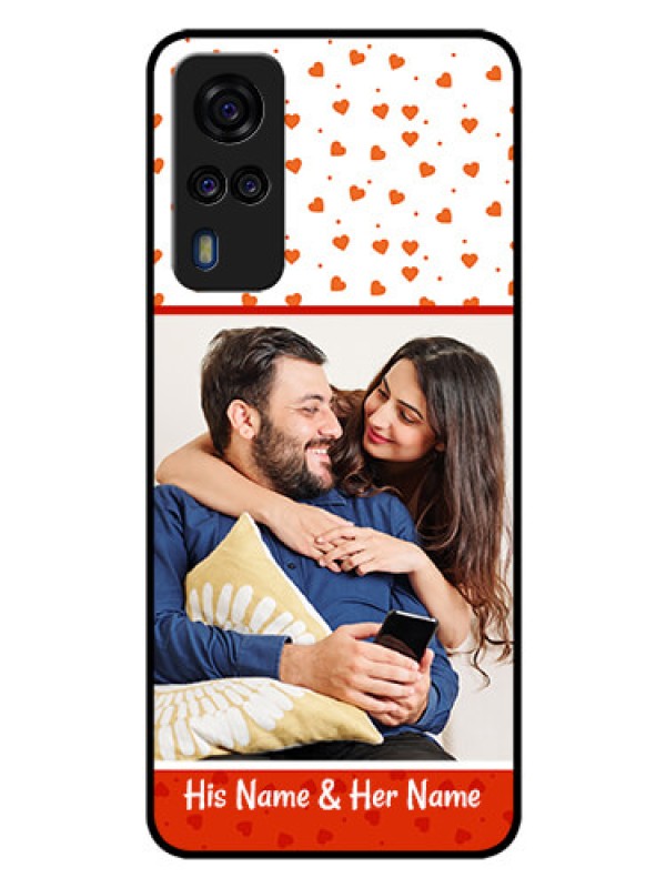 Custom Vivo Y31 Custom Glass Phone Case  - Orange Love Symbol Design