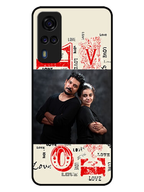 Custom Vivo Y31 Photo Printing on Glass Case  - Trendy Love Design Case