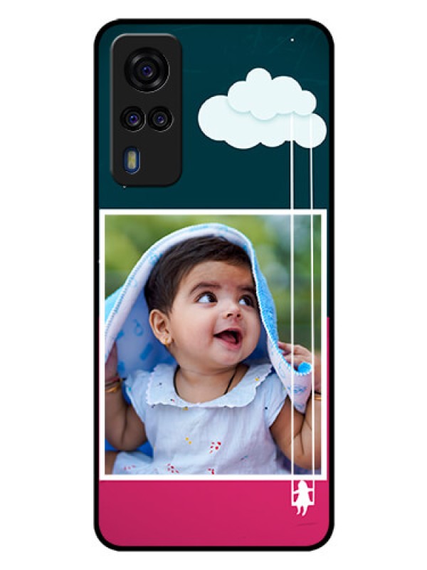 Custom Vivo Y31 Custom Glass Phone Case  - Cute Girl with Cloud Design