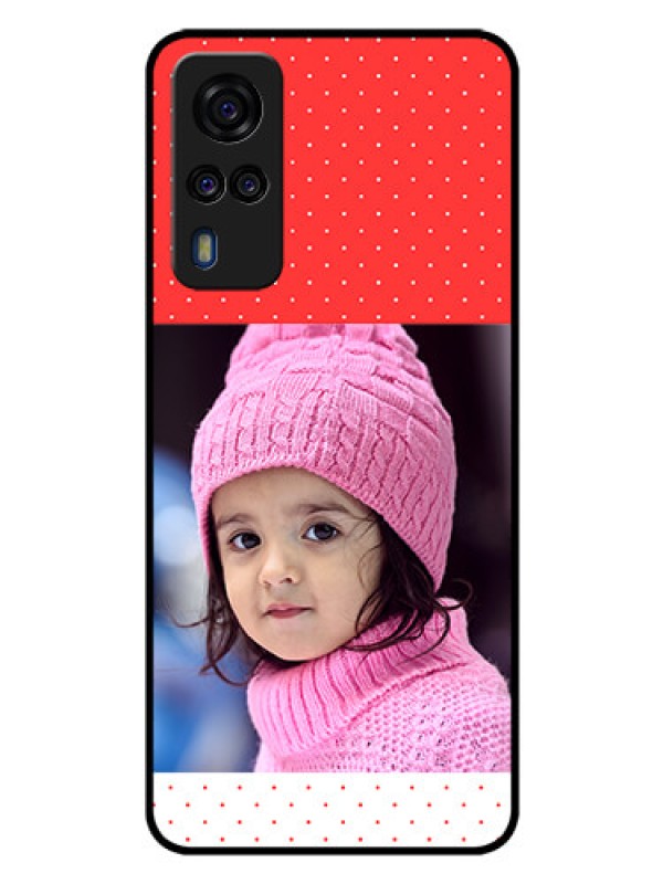 Custom Vivo Y31 Photo Printing on Glass Case  - Red Pattern Design