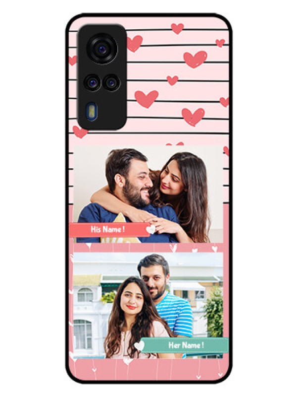 Custom Vivo Y31 Custom Glass Mobile Case  - Photo with Heart Design