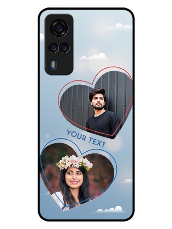 Custom Vivo Y31 Custom Glass Mobile Case  - Blue Color Couple Design 