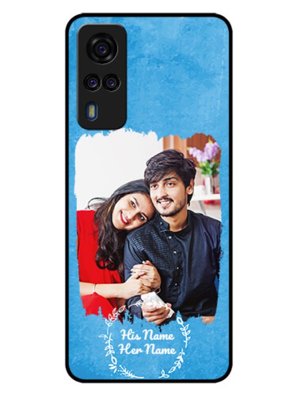 Custom Vivo Y31 Custom Glass Phone Case - Blue Color Vintage Design