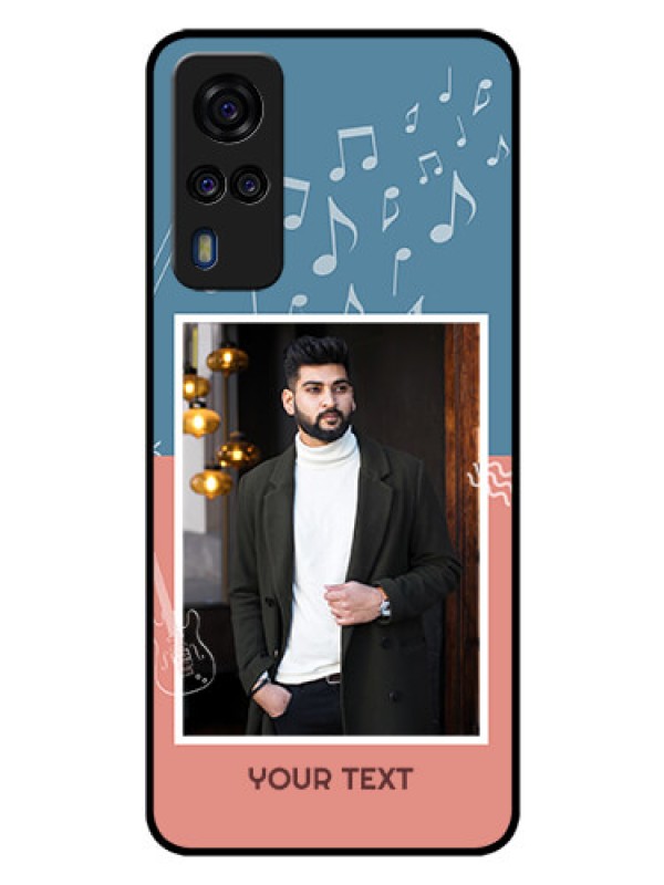 Custom Vivo Y31 Photo Printing on Glass Case  - with Color Musical Note Design