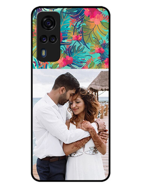 Custom Vivo Y31 Photo Printing on Glass Case  - Watercolor Floral Design