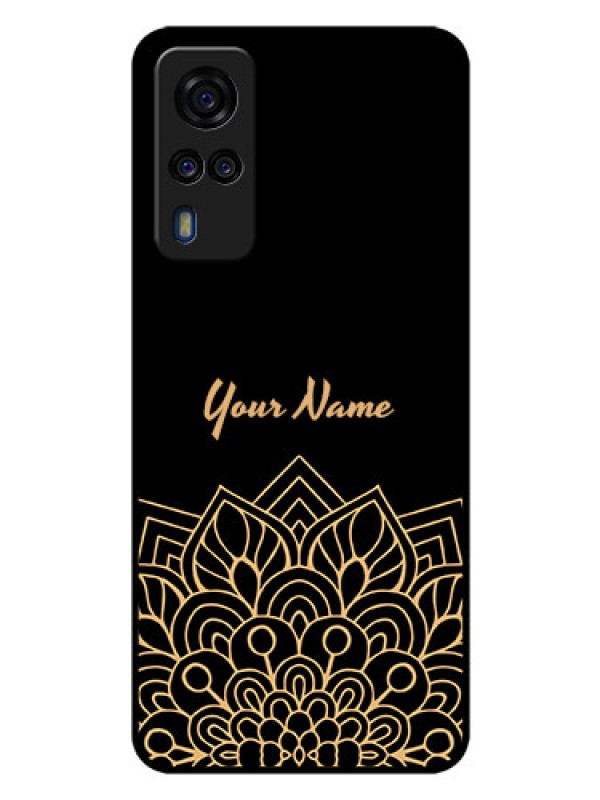 Custom Vivo Y31 Custom Glass Phone Case - Golden mandala Design