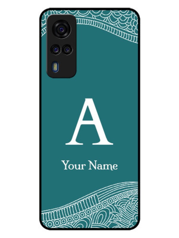 Custom Vivo Y31 Personalized Glass Phone Case - line art pattern with custom name Design
