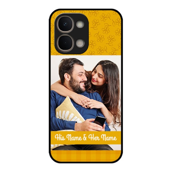 Vivo Y31t 5G Custom Glass Phone Case - Yellow Floral Design Vivo Y31t 5G Custom Glass Phone Case - Yellow Floral Design