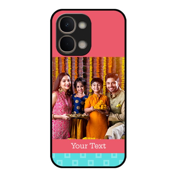 Vivo Y31t 5G Custom Glass Phone Case - Peach & Blue Color Design