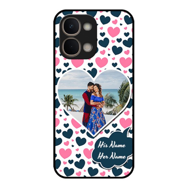 Vivo Y31t 5G Custom Glass Phone Case - Pink & Blue Heart Design