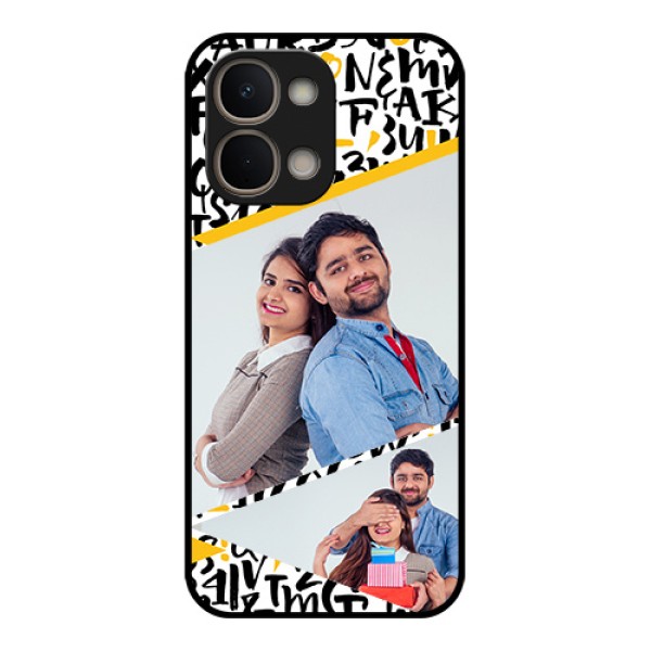 Vivo Y31t 5G Custom Glass Phone Case - Letters Pattern Design
