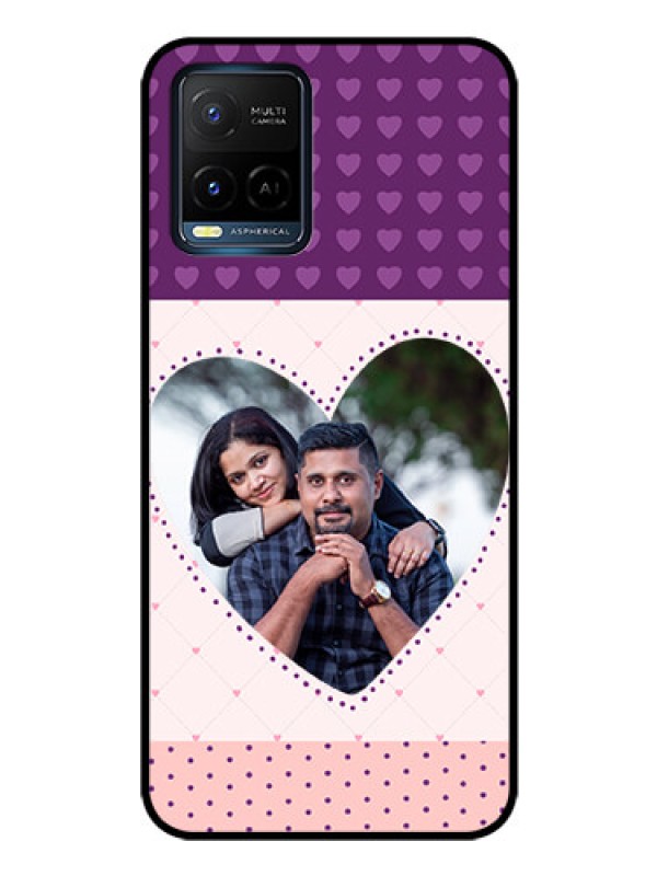 Custom Vivo Y33s Custom Glass Phone Case - Violet Love Dots Design