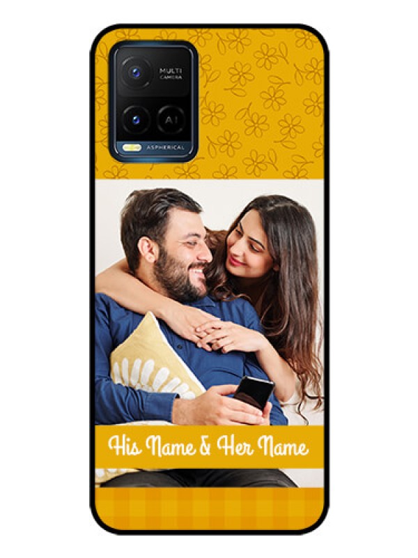 Custom Vivo Y33s Custom Glass Mobile Case - Yellow Floral Design
