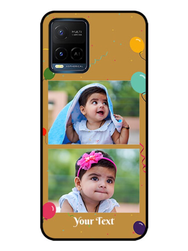 Custom Vivo Y33s Personalized Glass Phone Case - Image Holder with Birthday Celebrations Design