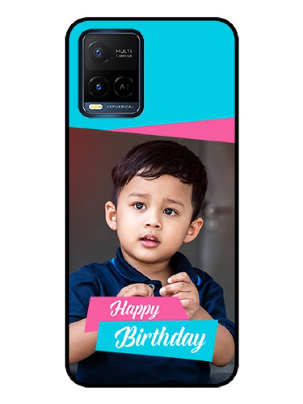 Custom Vivo Y33s Personalized Glass Phone Case - Image Holder with 2 Color Design