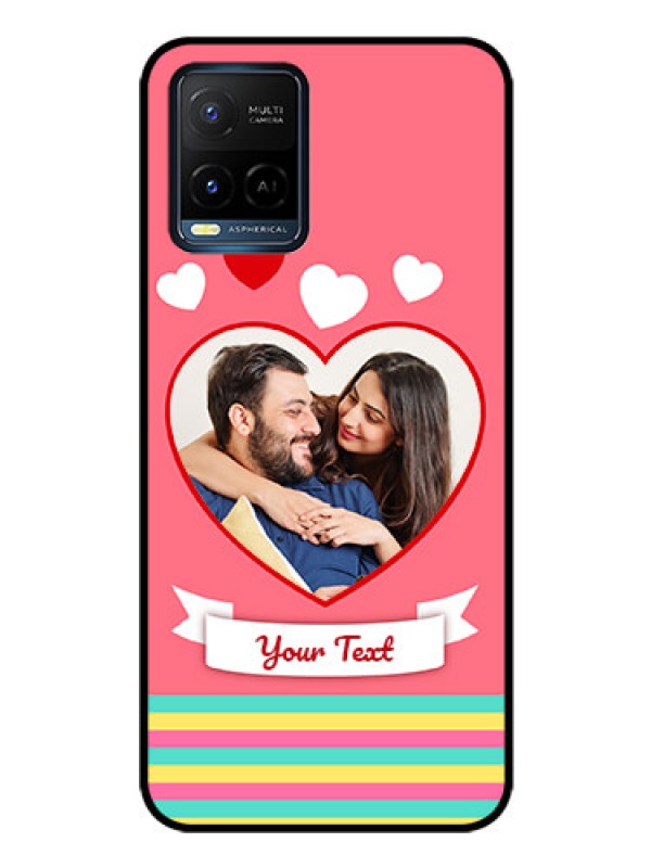 Custom Vivo Y33T Photo Printing on Glass Case - Love Doodle Design