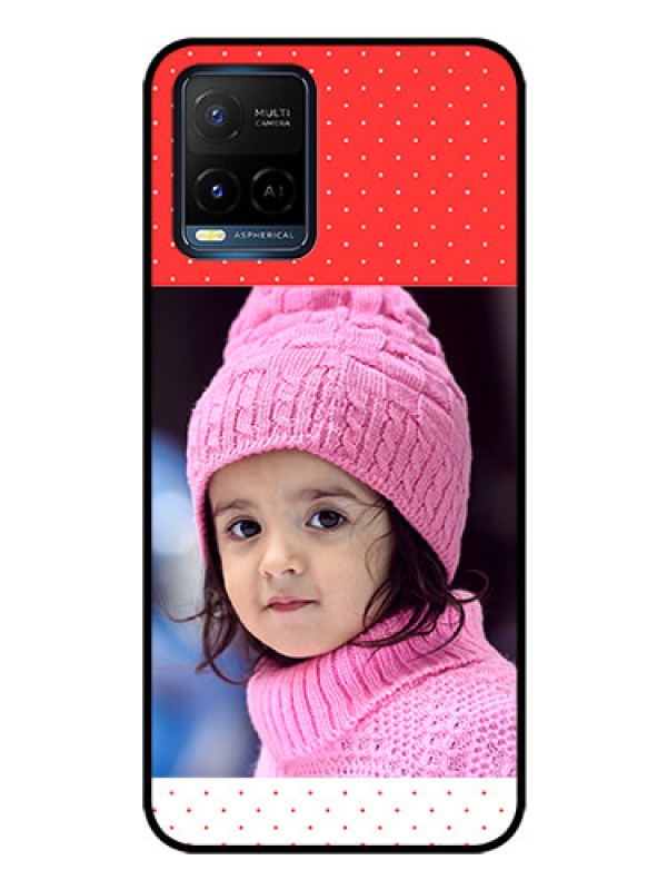 Custom Vivo Y33T Photo Printing on Glass Case - Red Pattern Design