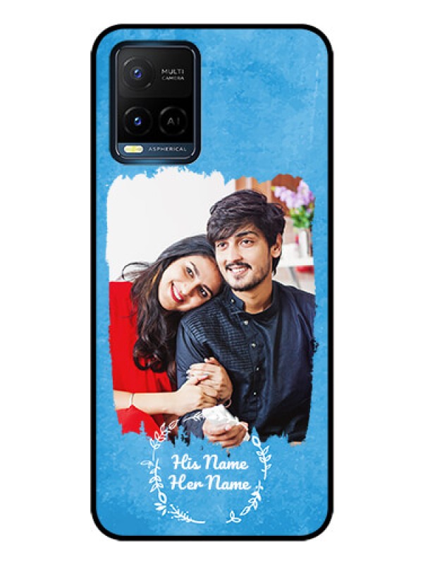 Custom Vivo Y33T Custom Glass Phone Case - Blue Color Vintage Design