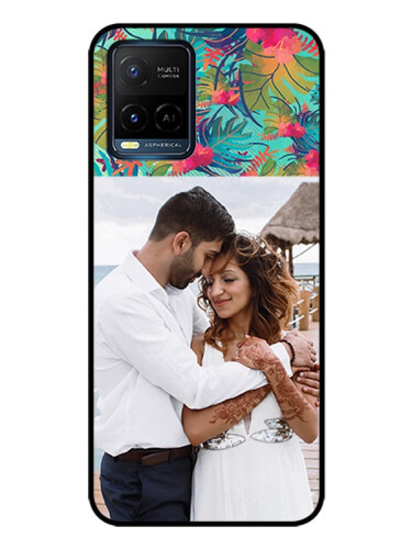 Custom Vivo Y33T Photo Printing on Glass Case - Watercolor Floral Design