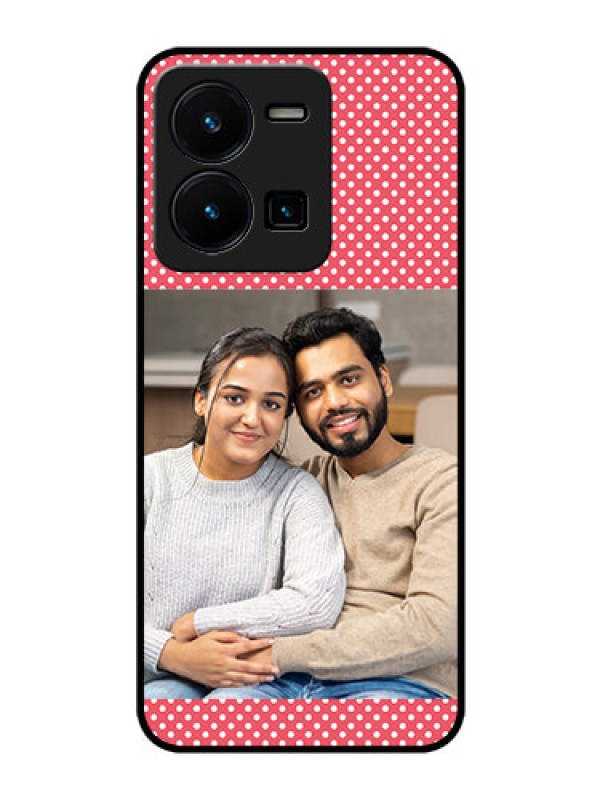 Custom Vivo Y35 Custom Glass Phone Case - White Dotted Design
