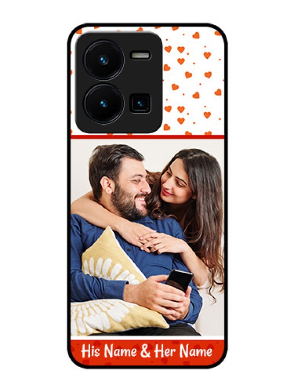 Custom Vivo Y35 Custom Glass Phone Case - Orange Love Symbol Design