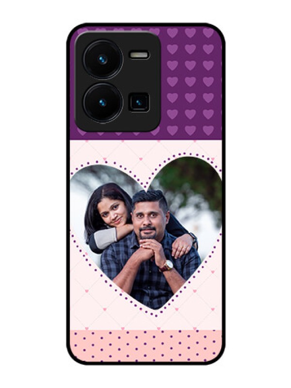 Custom Vivo Y35 Custom Glass Phone Case - Violet Love Dots Design