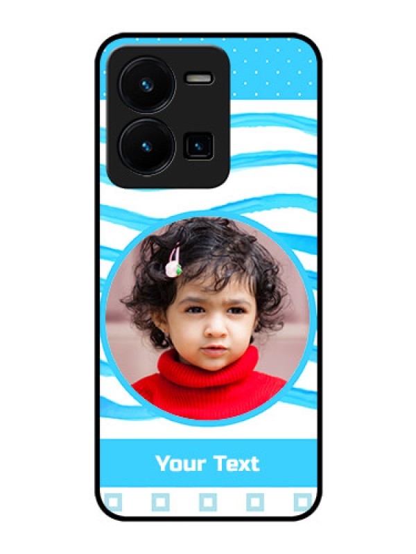 Custom Vivo Y35 Custom Glass Phone Case - Simple Blue Case Design