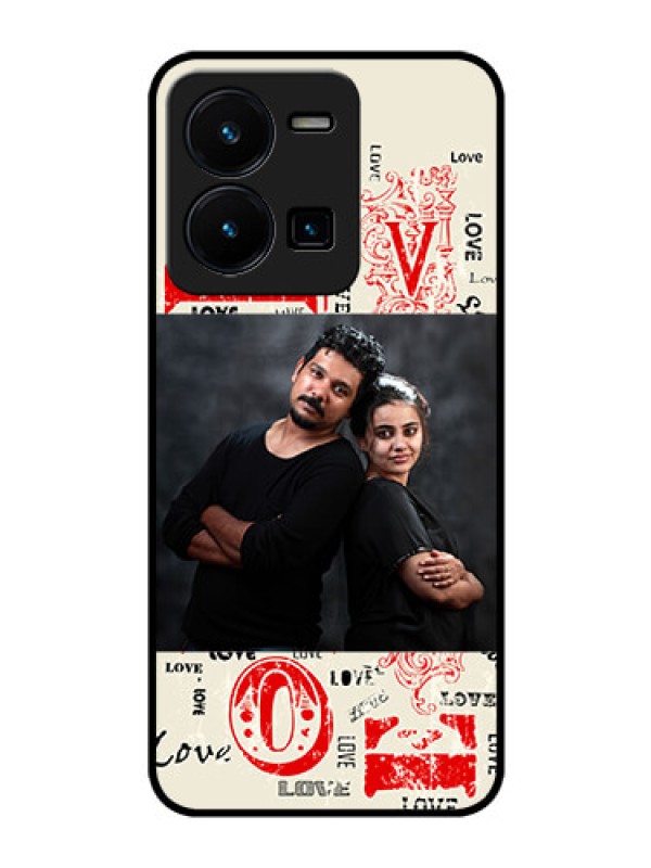 Custom Vivo Y35 Photo Printing on Glass Case - Trendy Love Design Case