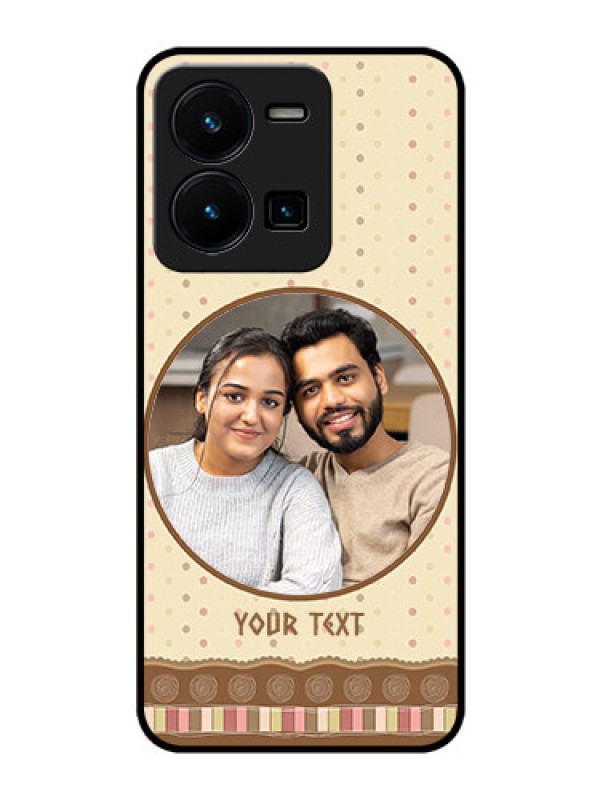 Custom Vivo Y35 Custom Glass Mobile Case - Brown Dotted Mobile Case Design