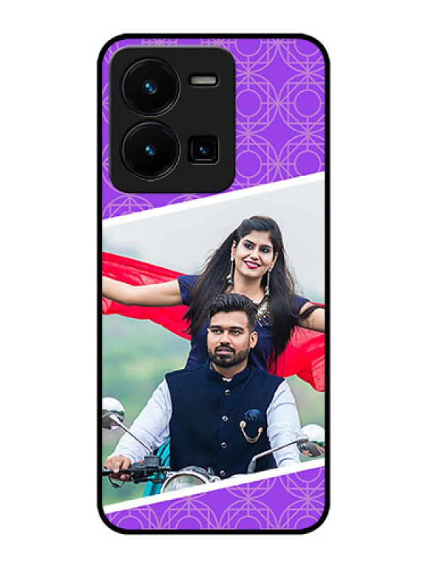 Custom Vivo Y35 Custom Glass Phone Case - Violet Pattern Design