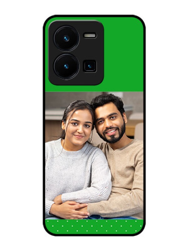 Custom Vivo Y35 Personalized Glass Phone Case - Green Pattern Design