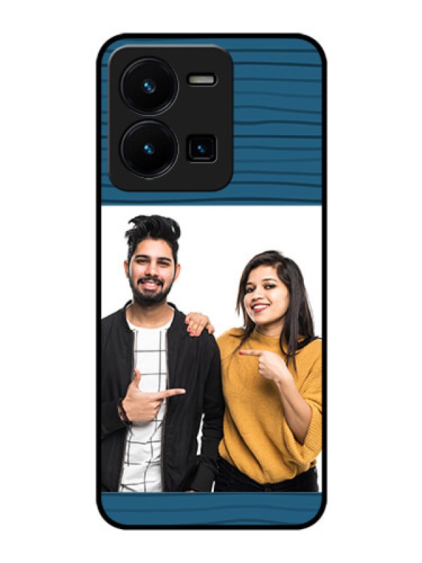 Custom Vivo Y35 Custom Glass Phone Case - Blue Pattern Cover Design