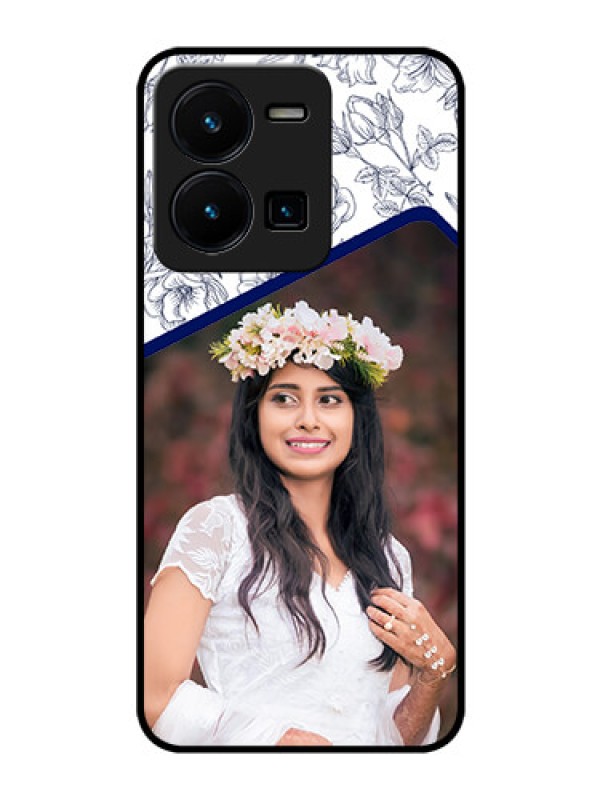 Custom Vivo Y35 Personalized Glass Phone Case - Premium Floral Design