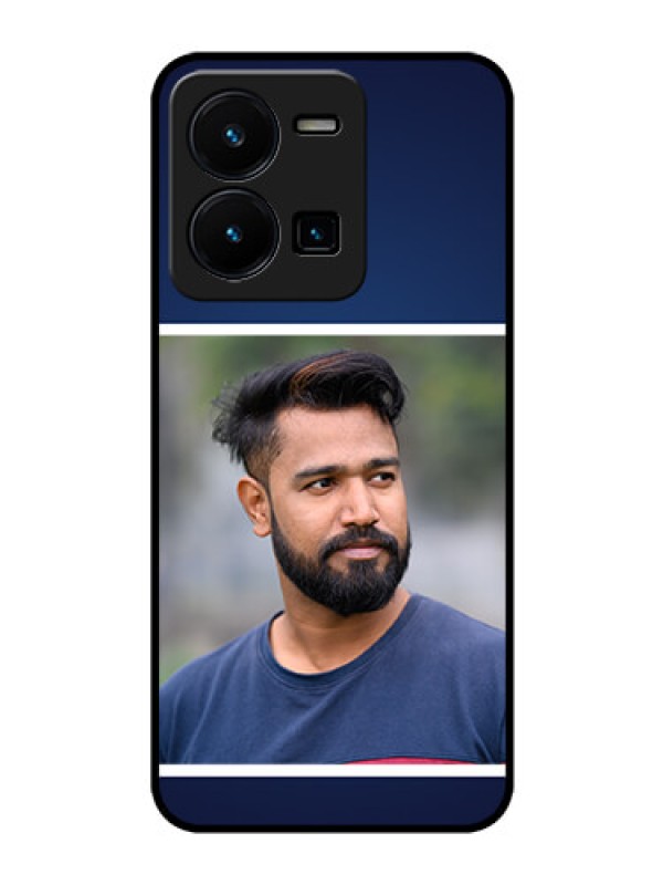 Custom Vivo Y35 Personalized Glass Phone Case - Simple Royal Blue Design