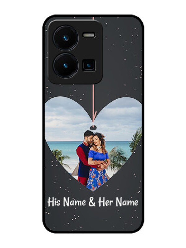 Custom Vivo Y35 Custom Glass Phone Case - Hanging Heart Design