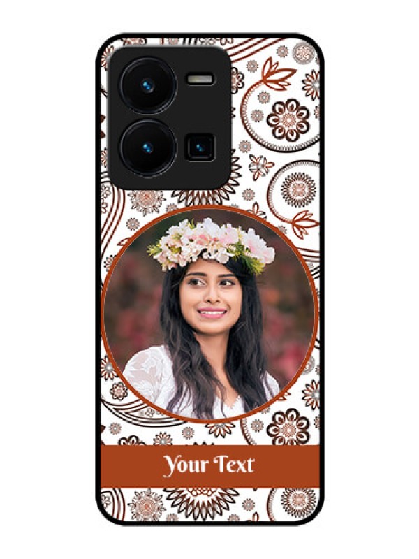 Custom Vivo Y35 Custom Glass Mobile Case - Abstract Flower Design